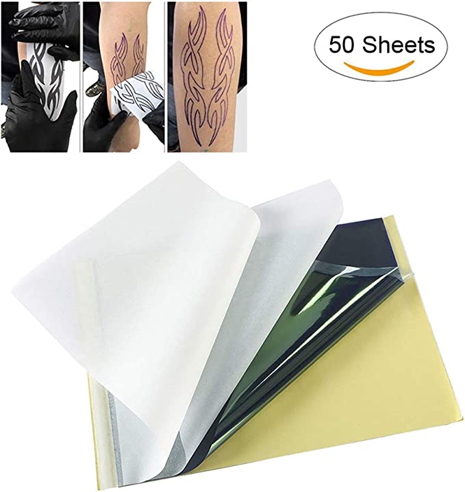 Xiton 50 feuilles Papier Transfert Tatouage Papier Carbone A4 Papier Stencil Tattoo Pochoir Tatouage Temporaire Fournitures De Tatouage Pour Tatoueurs Et Artistes Marque : Xiton