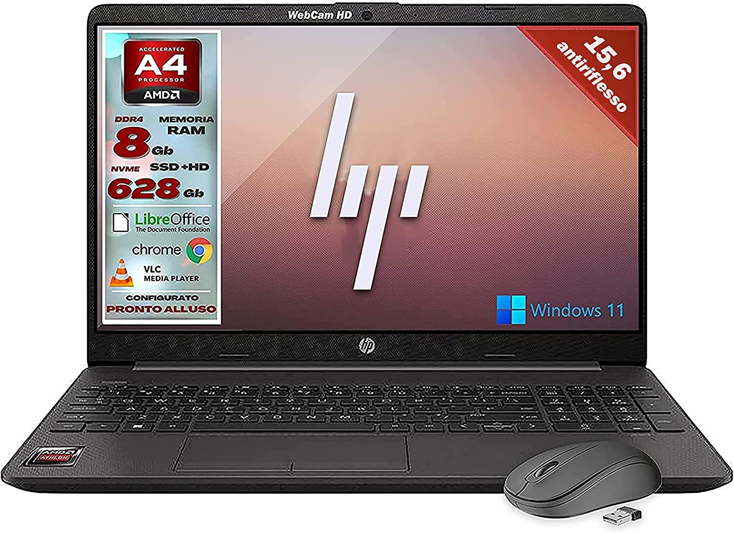 HP - Ordinateur portable PC portable, écran Full HD de 15,6