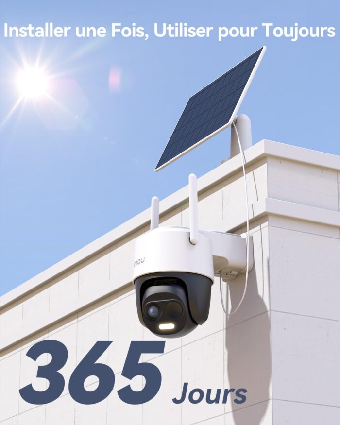 2K Caméra Surveillance Wifi Extérieur Sans Fil Solaire, Vision Nocturne