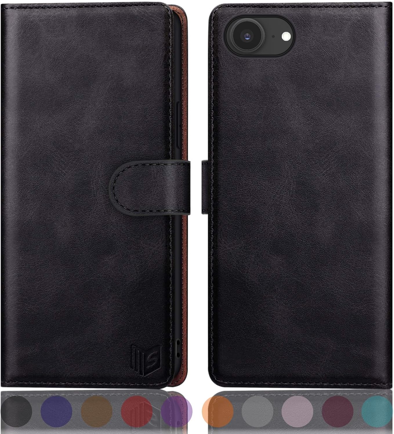 Coque IPhone 13 Pro Max En Cuir PU Avec Blocage RFID - Style Rétro, Noir Mat - Neuf Emballé