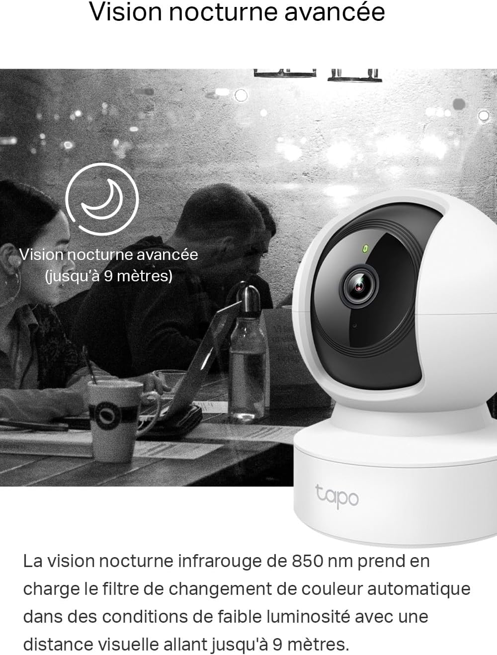 Tapo C200 | Caméra de surveillance WiFi panoramique et inclinable | TP