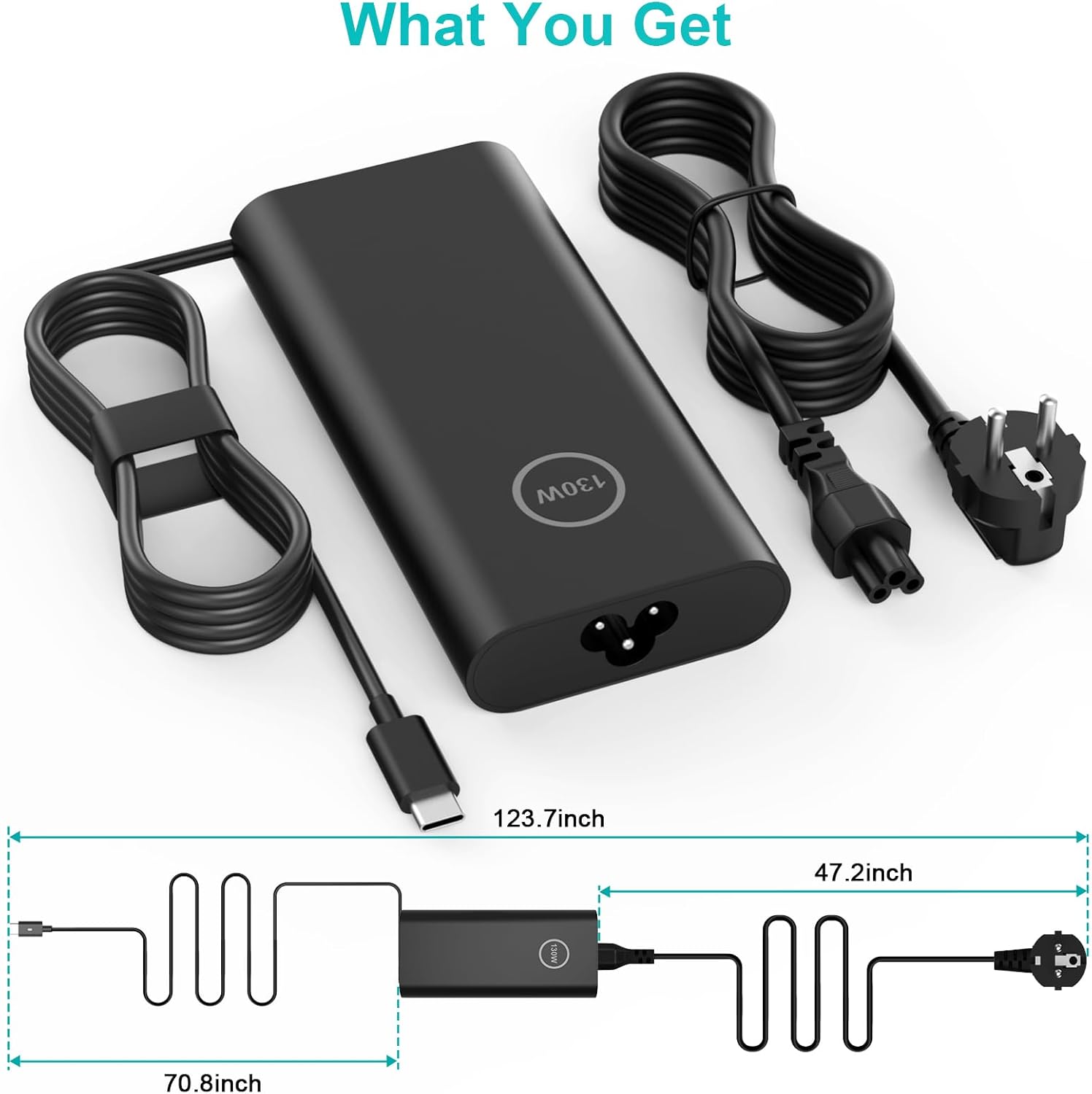 130W Chargeur USB C pour Dell XPS 9500 9510 9520 9530 9575 9700 9710 9720 9730 Precision 5550 5750 3560 3550 3561 2in1 Latitude 7410 7310 5420 5510 5511 5520 5320 5310 20V 6.5A Adaptateur Secteur – Image 7