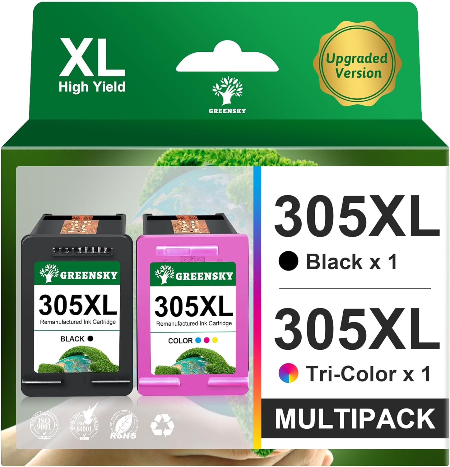 305XL Compatible pour Cartouche HP 305 XL 305XL pour HP DeskJet 2700 2710e 2720 2720e 2722 2723e 4120 4130e pour Envy 6020 6020e 6022e 6030 Envy Pro 6400 6420 6420e 305 Noir Couleur
