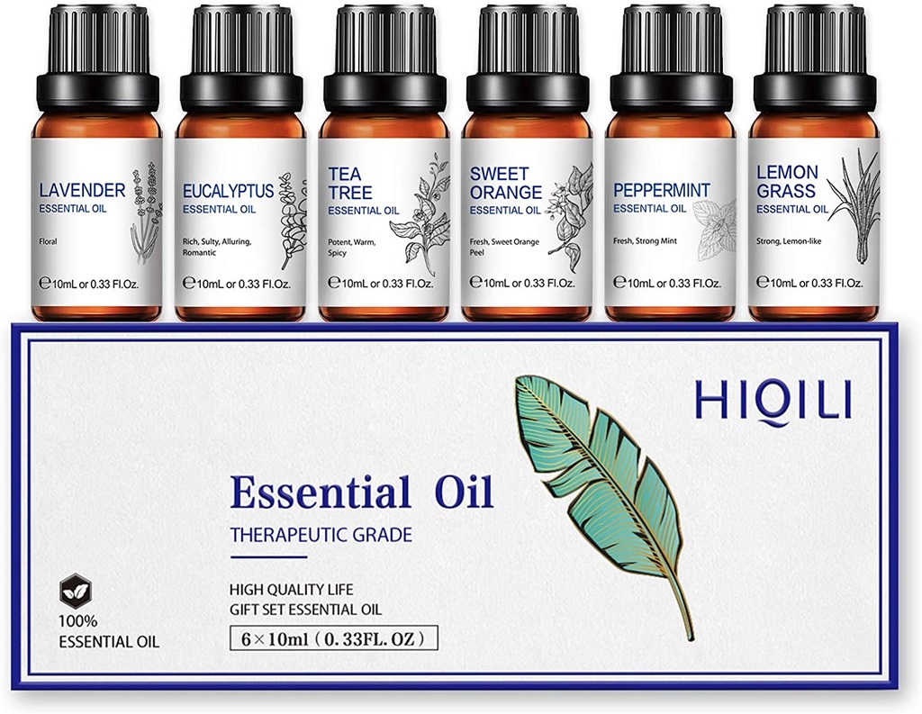 Huiles essentielles, lavande, arbre à thé, orange douce, citronnelle, eucalyptus, menthe poivrée, huile essentielle naturelle et pure pour diffuseur, 6x10ML 2 Huiles essentielles, lavande, arbre à thé, orange douce, citronnelle, eucalyptus, menthe poivrée, huile essentielle naturelle et pure pour diffuseur, 6x10ML